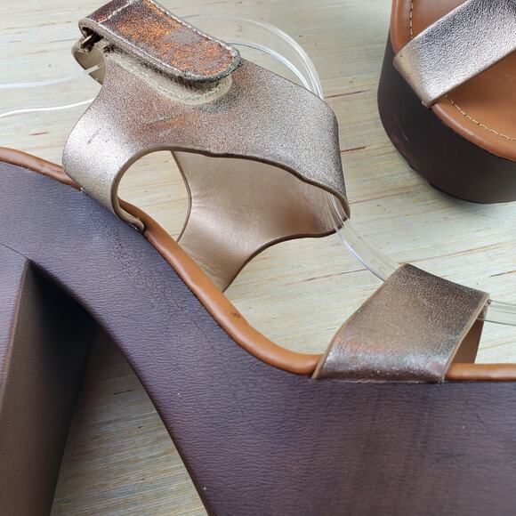 SODA | Platform Chunky Heel | Metallic  Pewter | Sandals  | Size 10 - Picture 3 of 11